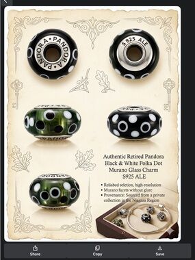 Pandora authentic retired,  Murano Glass Charm/ S 925 ALE(sterling silver core)